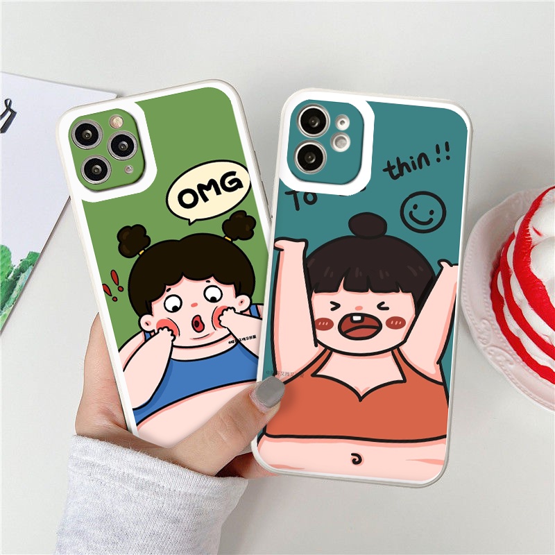 Ốp lưng iPhone ốp viền vuông cô gái bụng mỡ từ iP 6 đến 13 promax