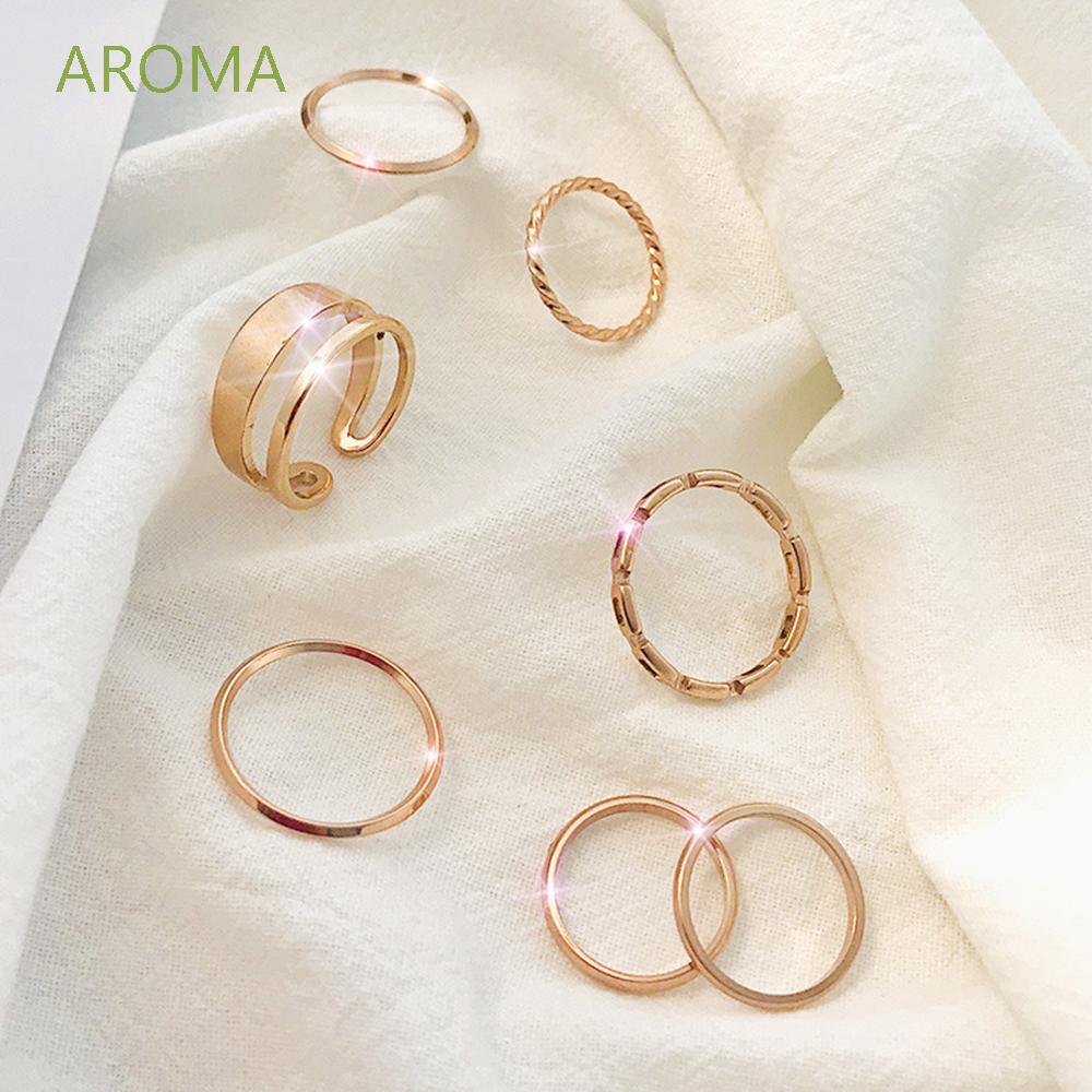 Bộ 7 nhẫn thiết kế đơn giản cá tính phong cách hip hop