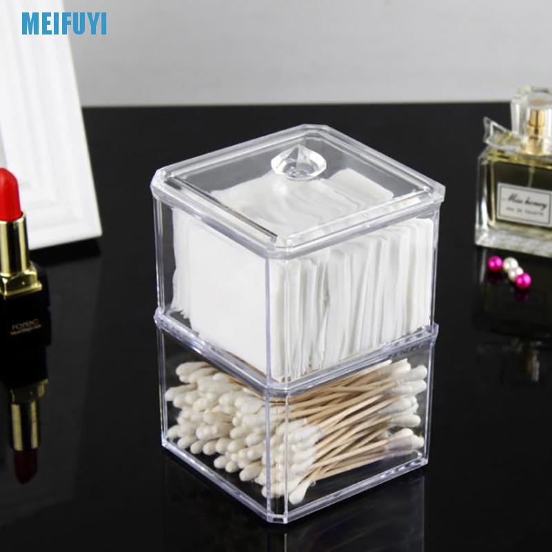 [Hàng mới về] Hộp đựng bông tẩy trang và tăm bông hai tầng tiện lợi