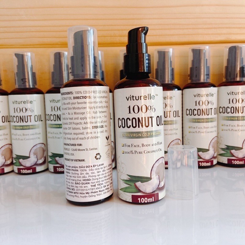 Dầu Dừa Ép Lạnh Nguyên Chất 100% Viturelle Coconut Oil (100ML