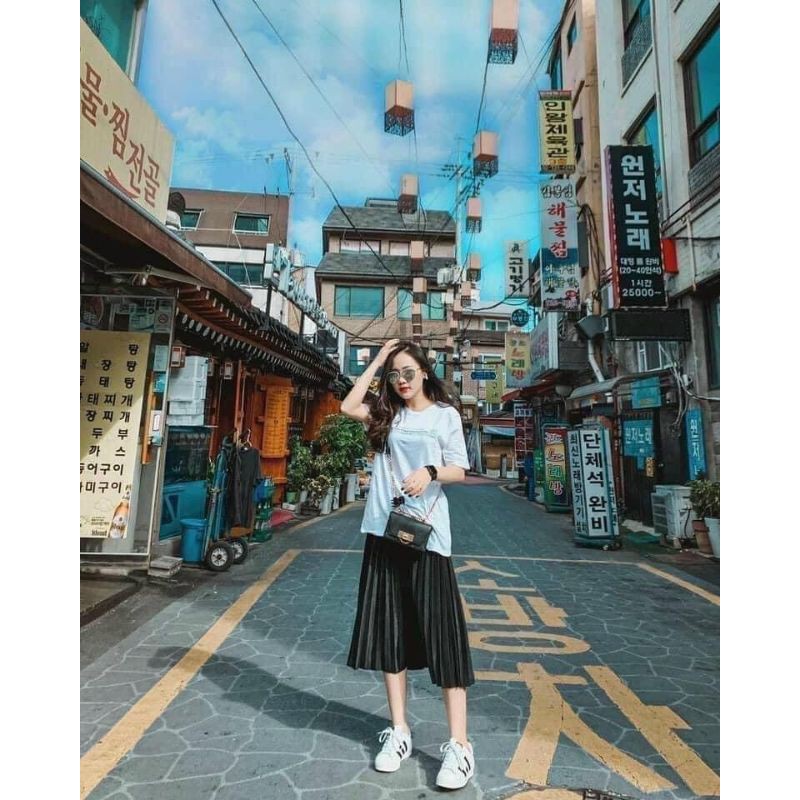 [RẺ VÔ ĐỊCH] Chân Váy Dài Dập Ly, Chân Váy Midi Ulzzang Màu Đen | BigBuy360 - bigbuy360.vn