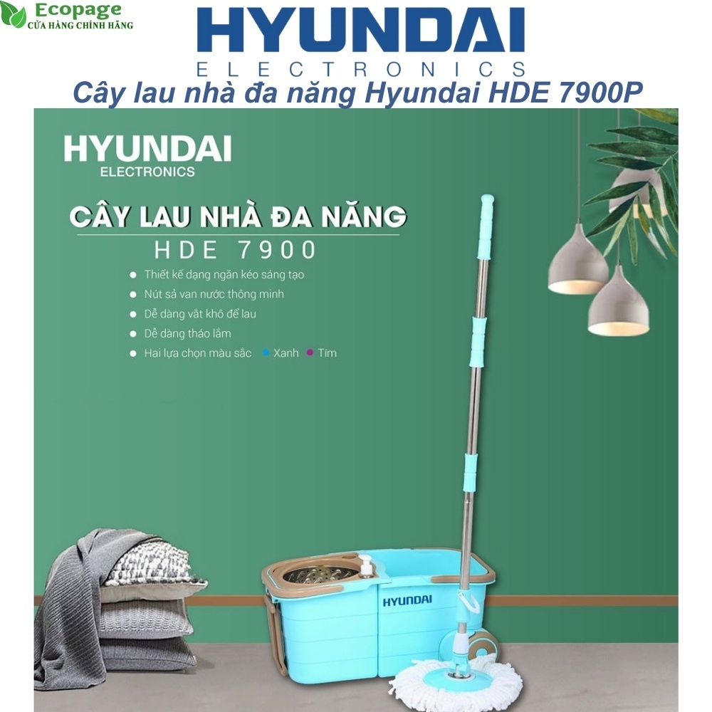 Cây Lau Nhà Đa Năng Hyundai HDE 7900P Gấp Gọn Xoay 360 độ, Dụng Cụ Làm Sạch Sàn Nhà, Vắt Siêu Khô