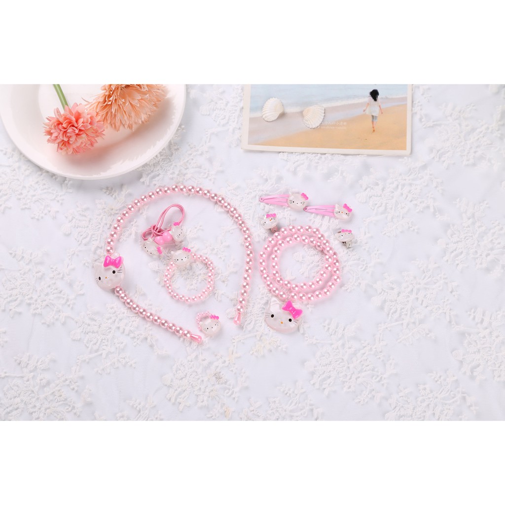Bộ Trang Sức Hello Kitty Cho Bé 9 Món