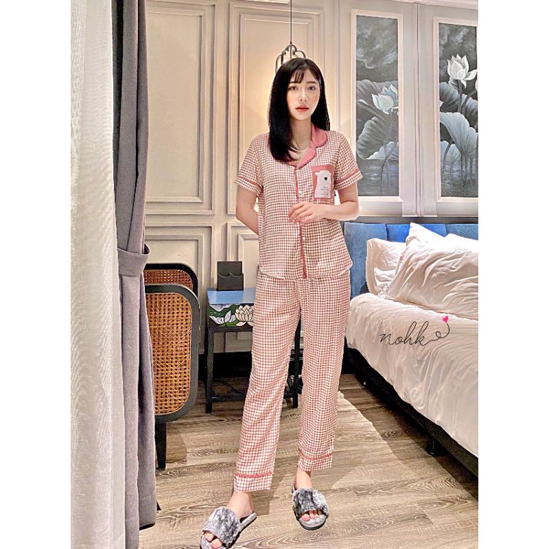 [Mẫu mới - 2021] Pyjama lụa giấy Nohk túi gấu tay ngắn quần dài