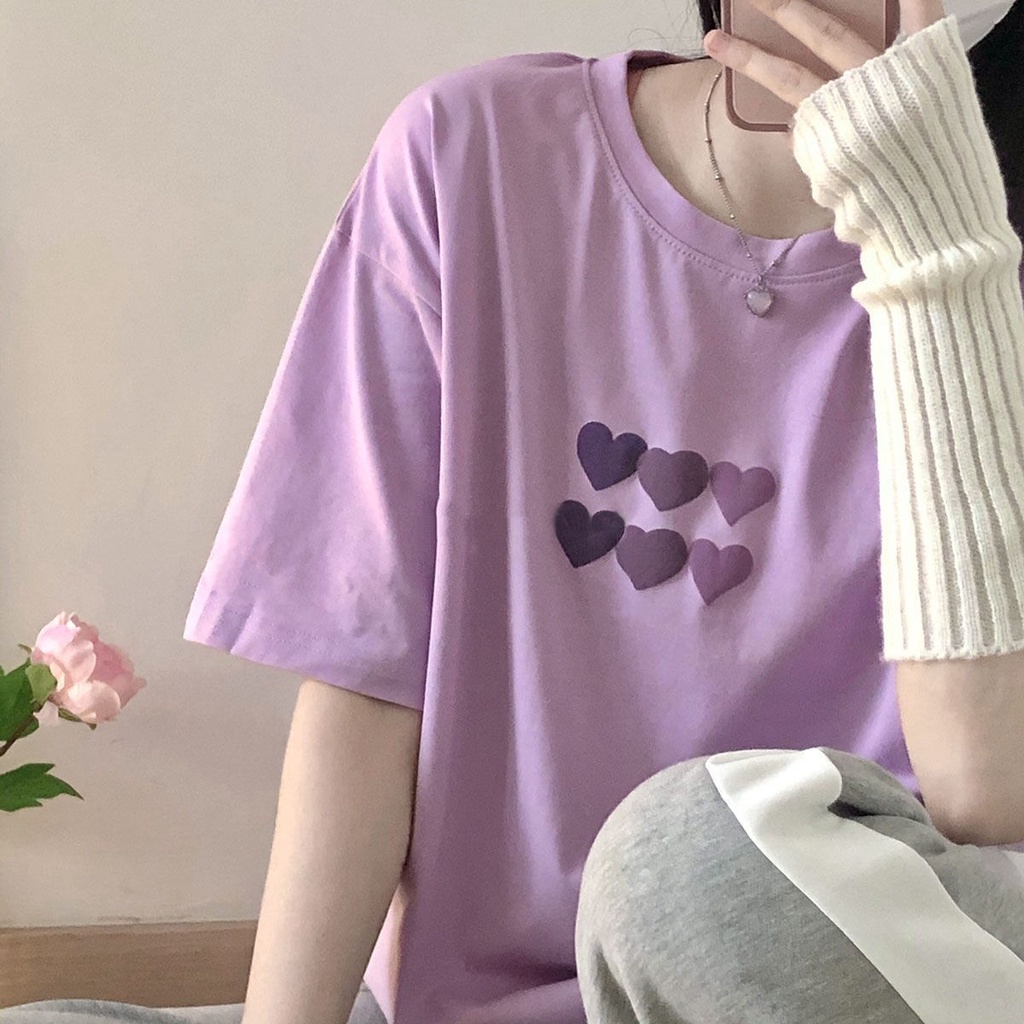 Áo thun ngắn tay dáng rộng phong cách harajuku áo phông nữ