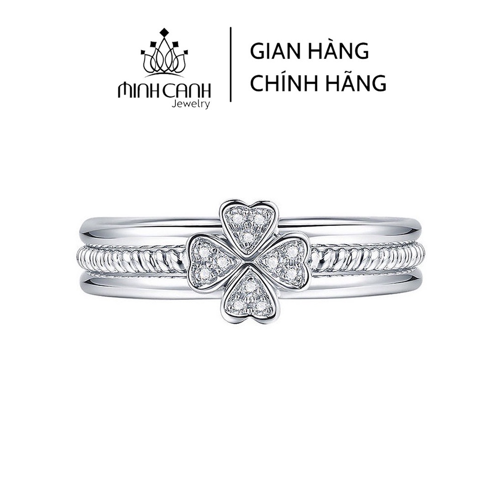 Nhẫn Ghép Cỏ 4 Lá Đính Đá Mua 1 Được 3 Dạng Hở Freesize - Minh Canh Jewelry