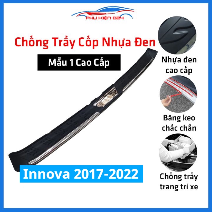 Ốp chống trầy cốp ngoài nhựa đen Innova 2017-2018-2019-2020-2021-2022 mẫu 1 chống xước trang trí xe