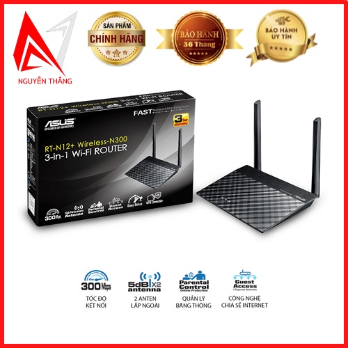 Router wifi ASUS RT-N12+ Wireless N300Mbps chính hãng