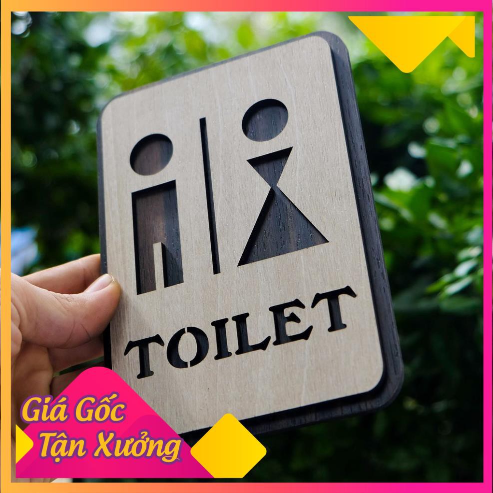 Bảng toilet Nam vs Nữ bằng gỗ 155x120mm | trang trí homestay