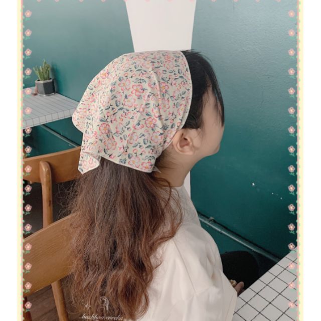 Cột tóc Triangle Turban hoa/ Bandana