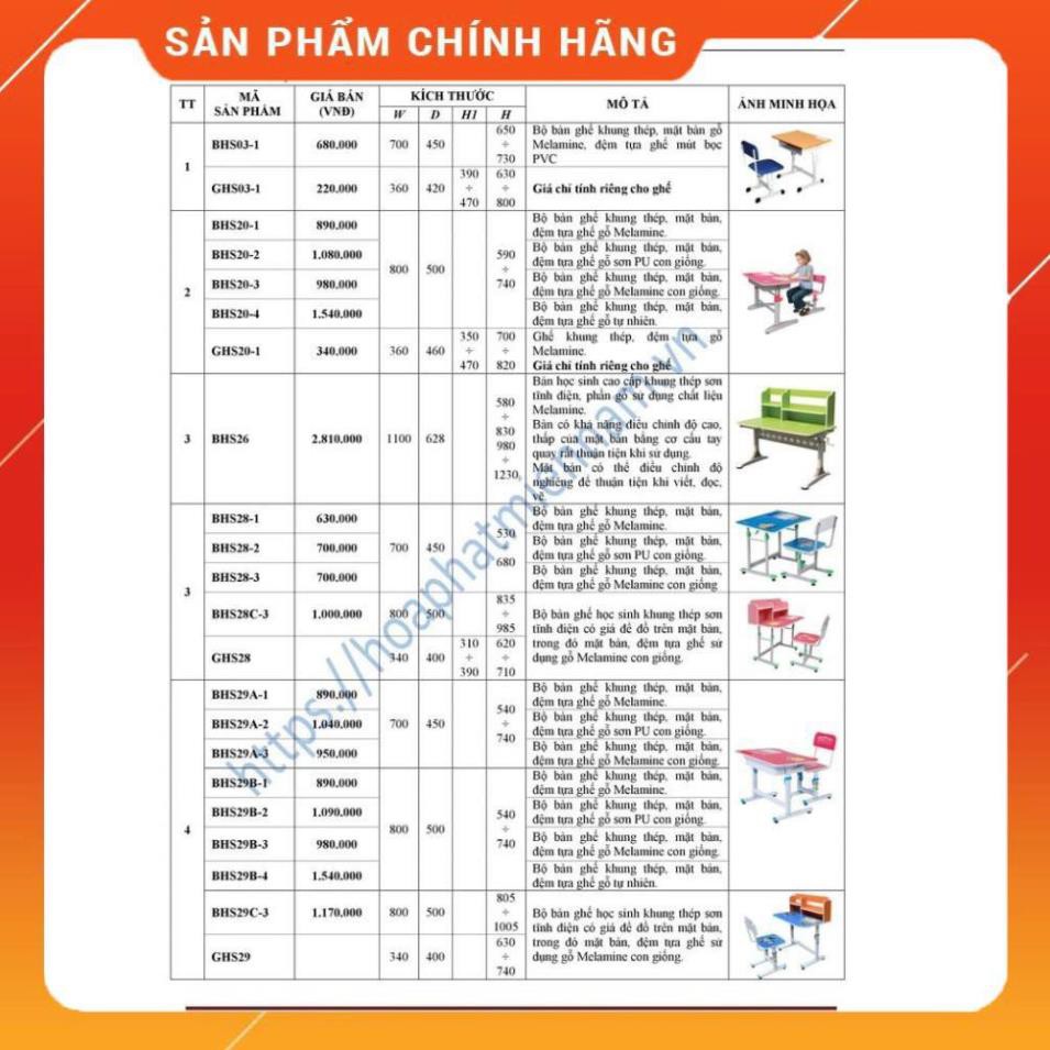Bàn ghế học sinh Xuân Hòa cao cấp, chính hãng - Bảo hành 12 tháng Huy Anh