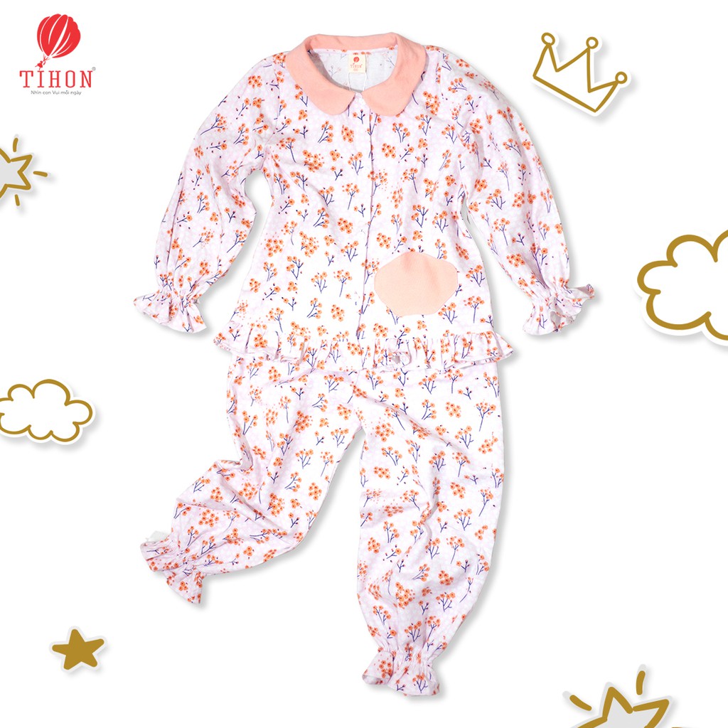 Bộ Đồ Ngủ Pijama Họa Tiết Hoa Xinh Xắn Cho Bé Gái TIHON Thời Trang Trẻ Em Cao Cấp I SET060805