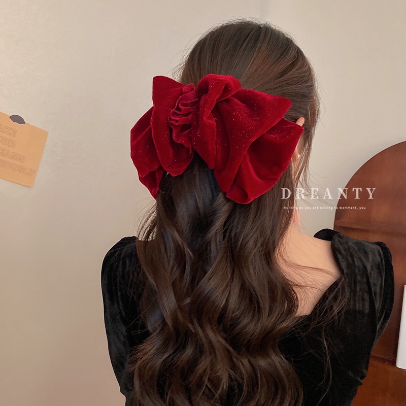 Kẹp Tóc Nơ Bằng Nhung Cao Cấp Phong Cách Vintage Hàn Quốc Mới