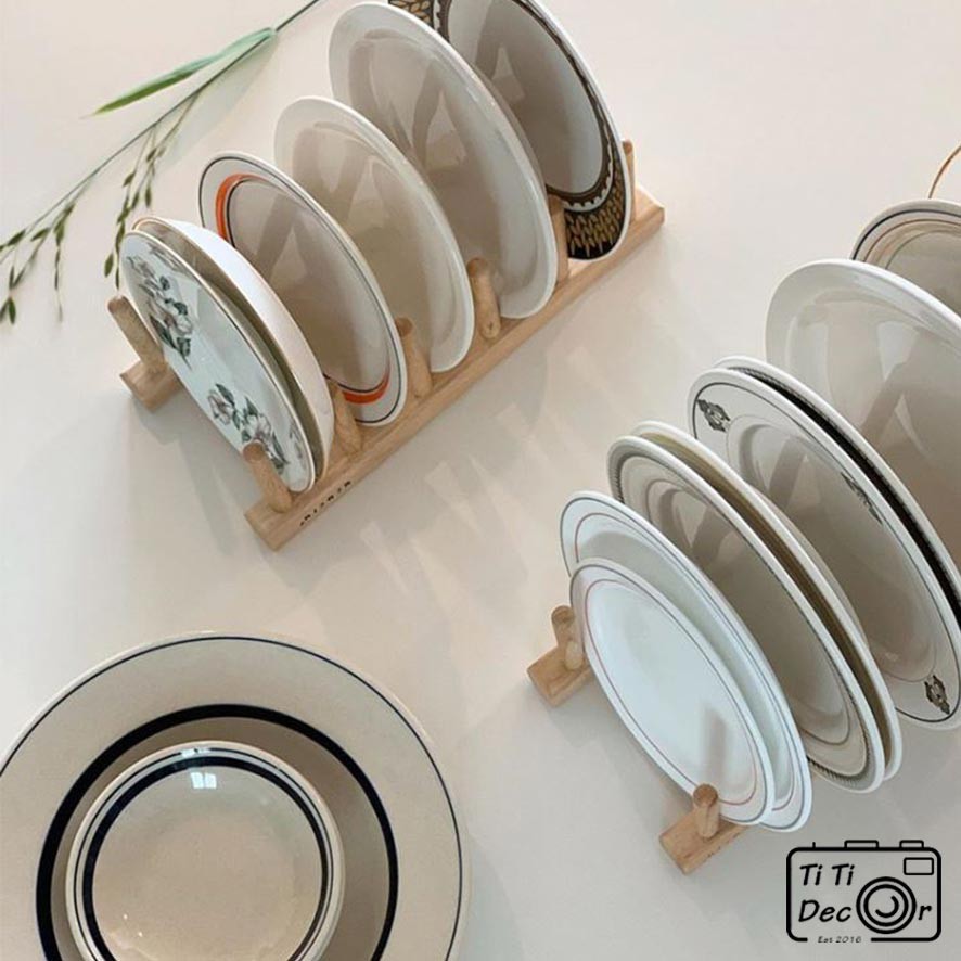 Giá phụ kiện bằng gỗ FREESHIP Trang trí bếp, ngăn kệ bát dĩa, đạo cụ chụp ảnh - Titi Decor