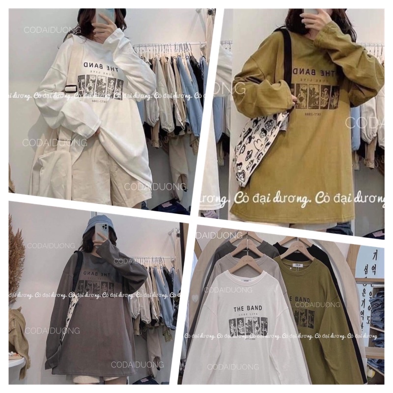 [RẺ VÔ ĐỊCH] Áo thun THU ĐÔNG form thụng in chữ THE BAND dài tay cổ tròn unisex (kèm ảnh thật ở cuối)