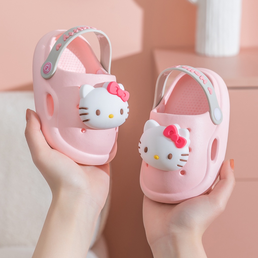 Dép Sandal Đục Lỗ Hoạ Tiết Hello Kitty Dễ Thương Xinh Xắn Dành Cho Bé al23