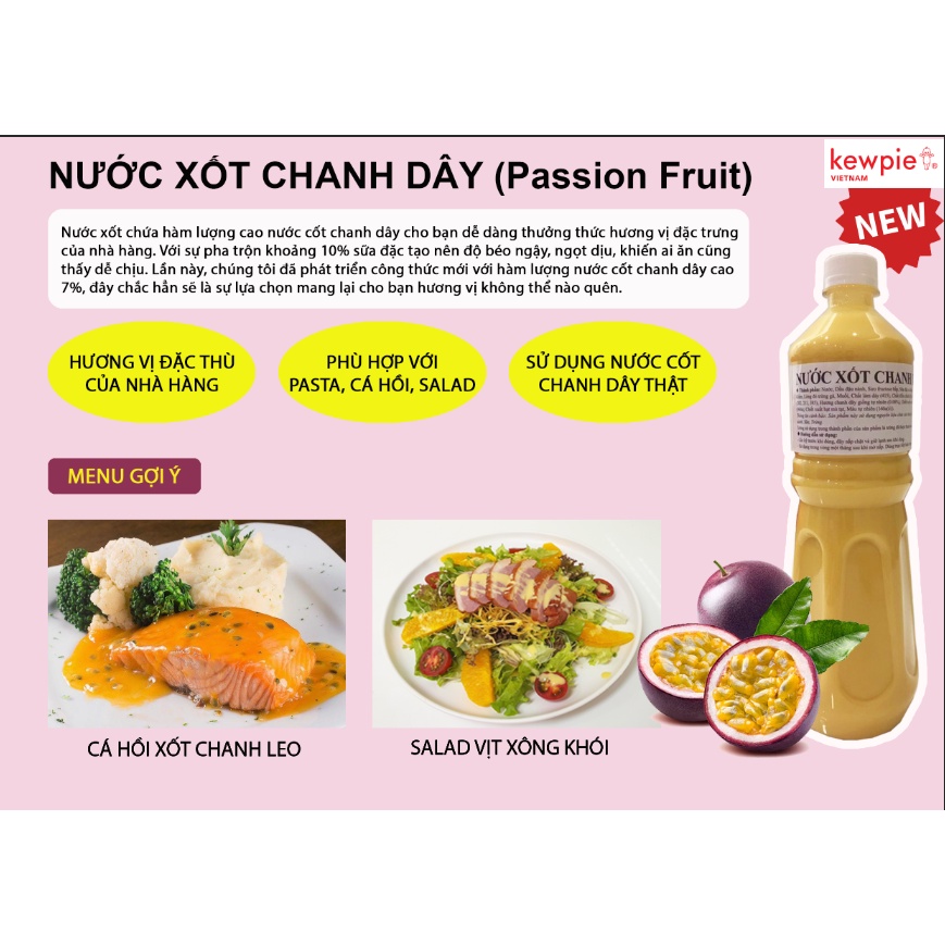 NƯỚC XỐT CHANH DÂY KEWPIE 1L - XỐT CHANH LEO - DATE MỚI : 10/2022