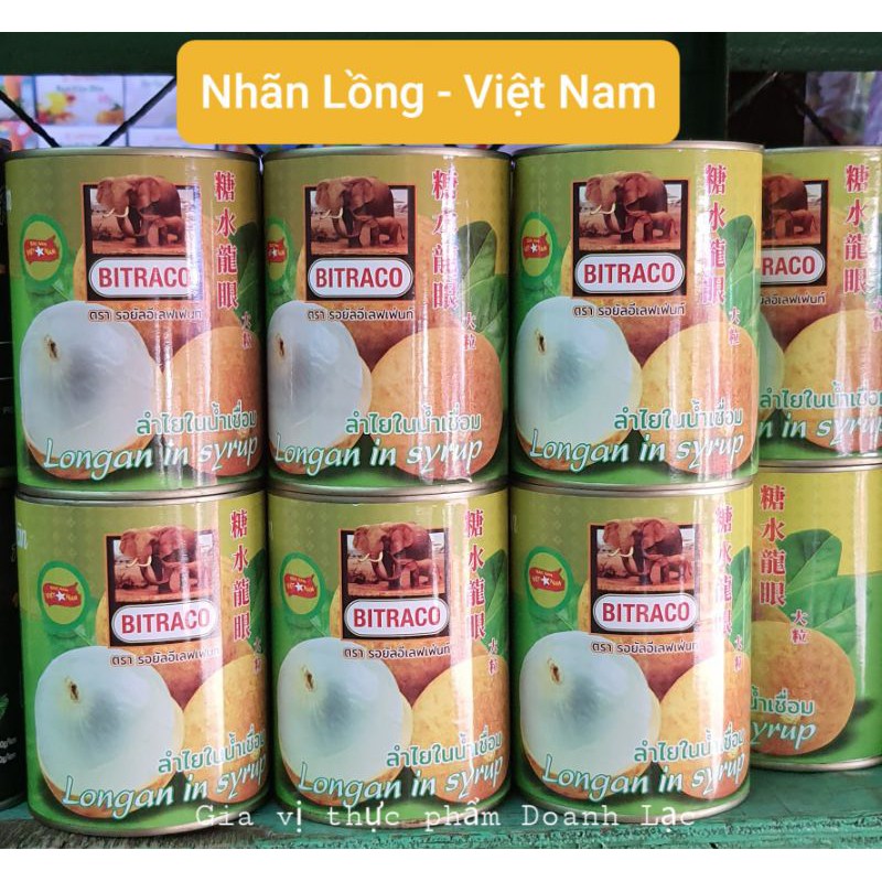 [Bitraco] Loại 1. Nhãn lồng ngâm nước đường / nhãn lon 565gr👍Trái giòn, dày, ngọt thanh🍨Topping trà sữa, cocktail