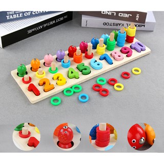 [Mã TOYDEC hoàn 20K xu đơn 50K] Đồ chơi bảng số gỗ cọc đếm và câu cá nam châm cao cấp cho bé