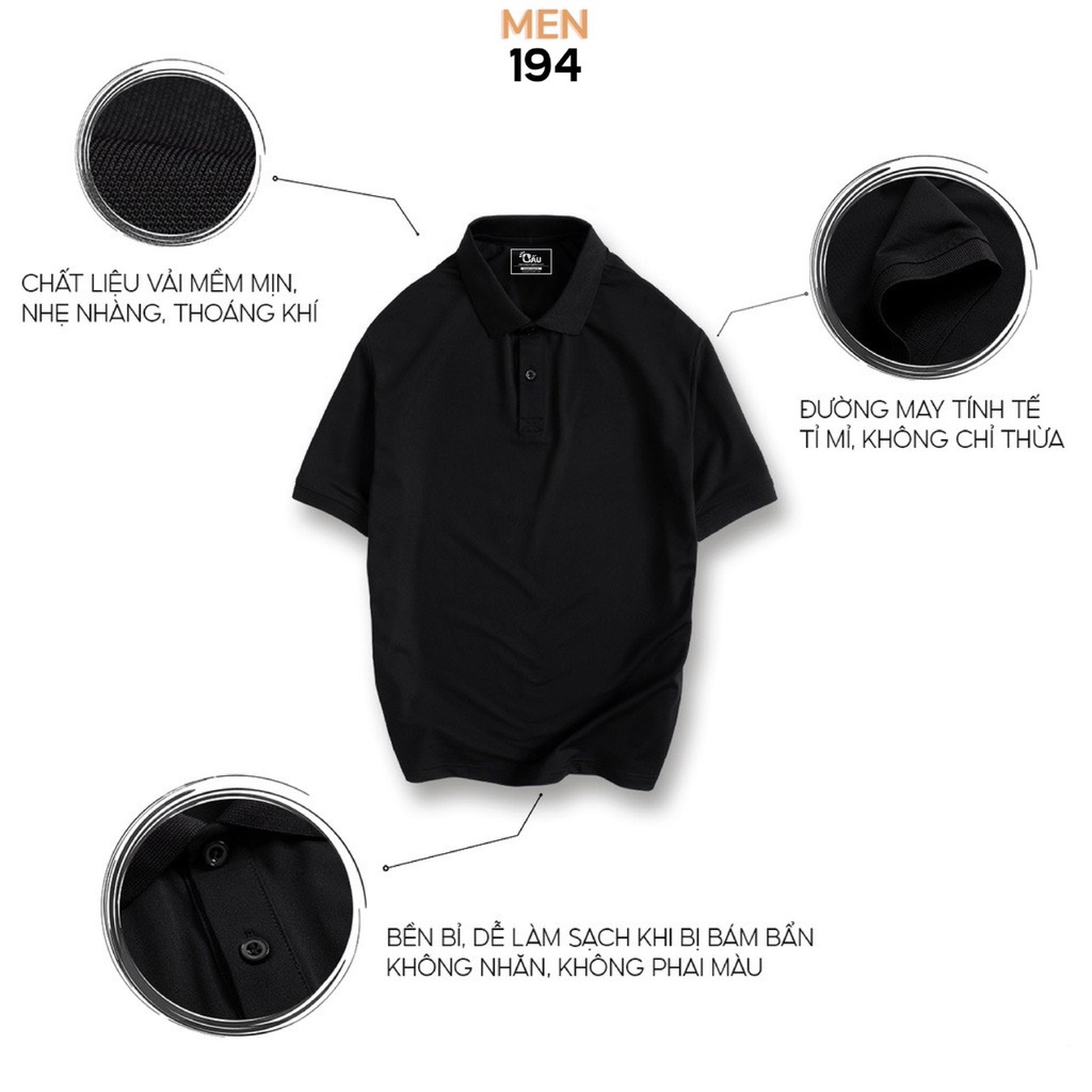 Áo thun Polo Men194 Unisex vải cá sấu co dãn 4 chiều dày dặn form gerular fit - PL Mè