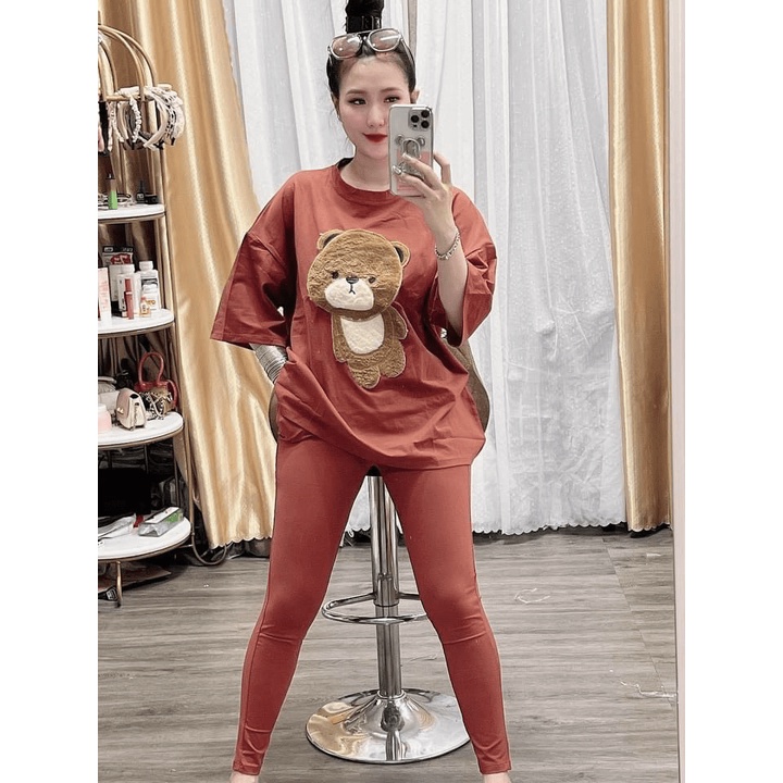 SET BỘ NỮ  DÀI PHỐI HỌA TIẾT GẤU XINH CỰC XINH CHẤT LIỆU CAO CẤP SIÊU MÁT LẠNH