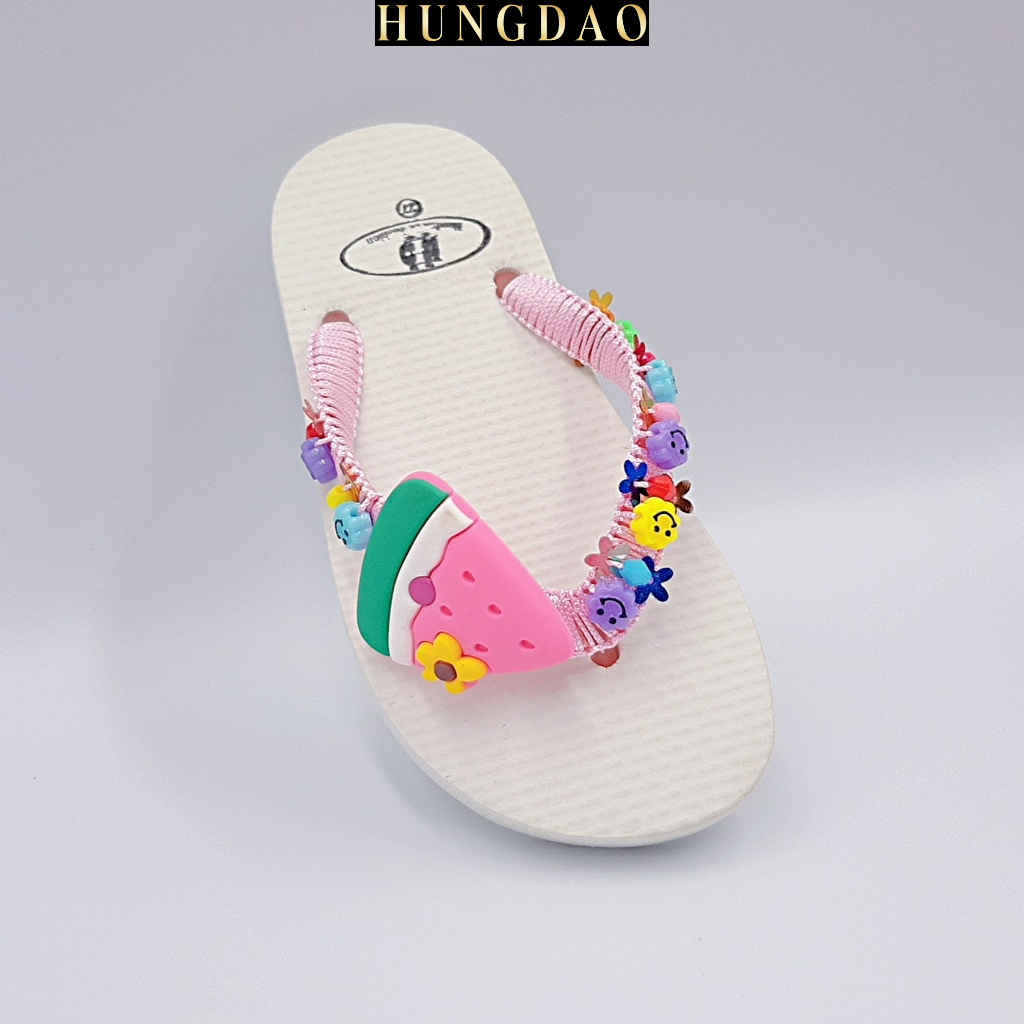 Dép nữ trẻ em HD đính sticker dưa hấu cute mang đi chơi có đế chống trơn trượt đủ size nhiều màu