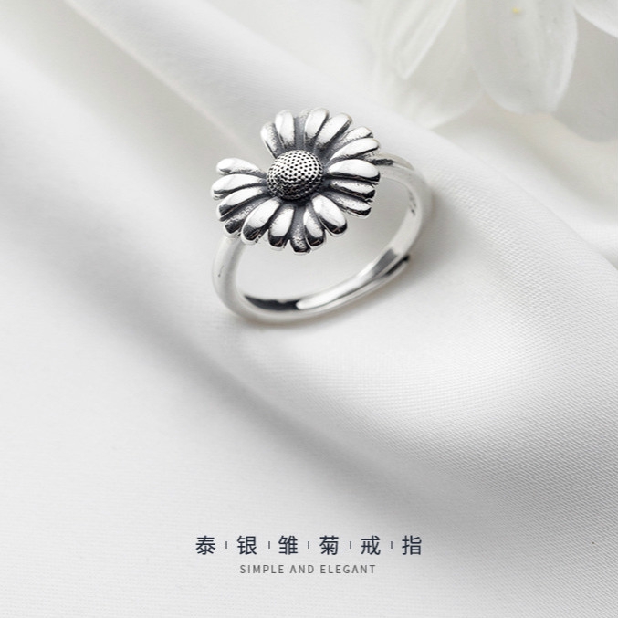 Nhẫn Bạc 925 Hình Hoa Cúc Phong Cách retro Thái Lan Thời Trang Dành Cho Nữ