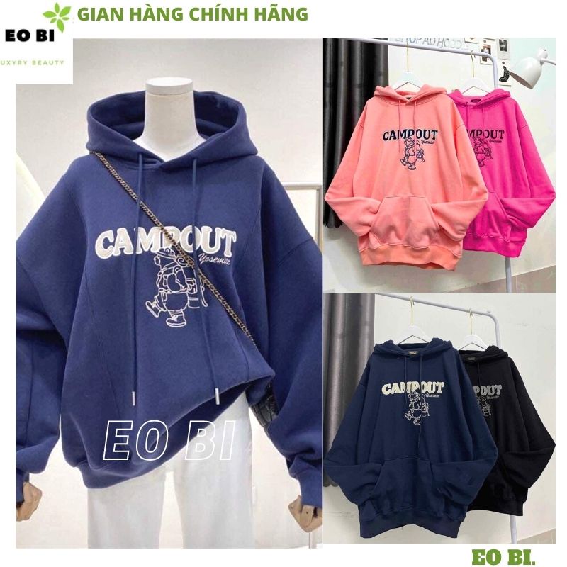 Áo thun nỉ nữ 3 mầu có mũ kiểu dáng hàn quốc ulzzang ,áo hoodeis nữ phom to rộng dấu quần - EOBI