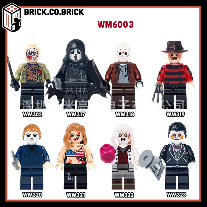 WM6003 - Xếp hình minifigure và non lego phim kinh dị Jason Voorhees, Ghostface, Feddy - Đồ Chơi Lắp Ghép Sáng Tạo