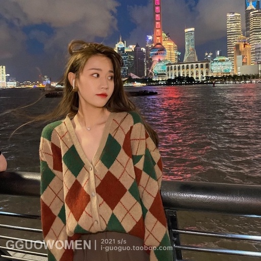 Áo Khoác Cardigan Len Nữ , Áo Len Ô Trám Vintage Phong Cách Ulzzang Hàn Quốc | BigBuy360 - bigbuy360.vn