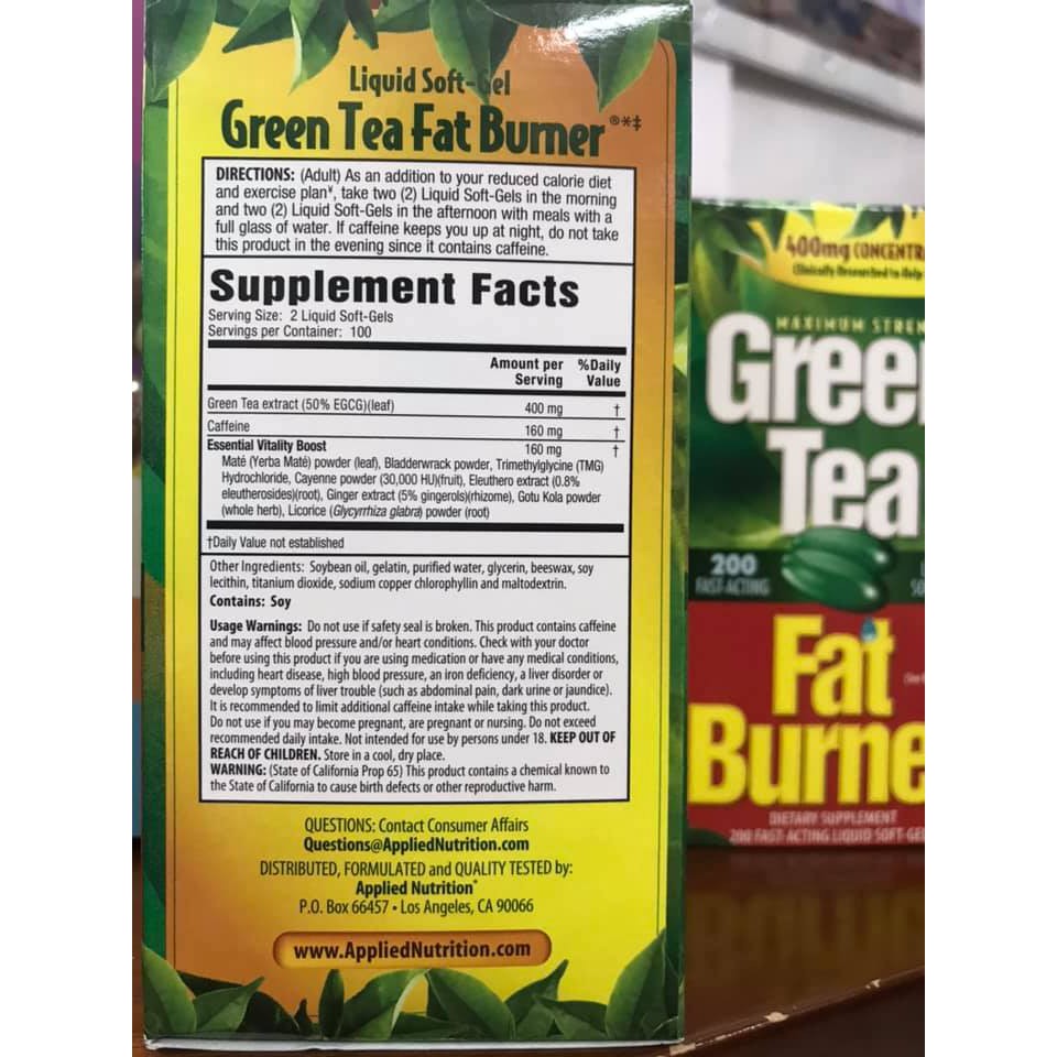 Date T6/2022_Viên uống giảm cân từ trà xanh Green Tea Fat Burner 200 viên của Mỹ.