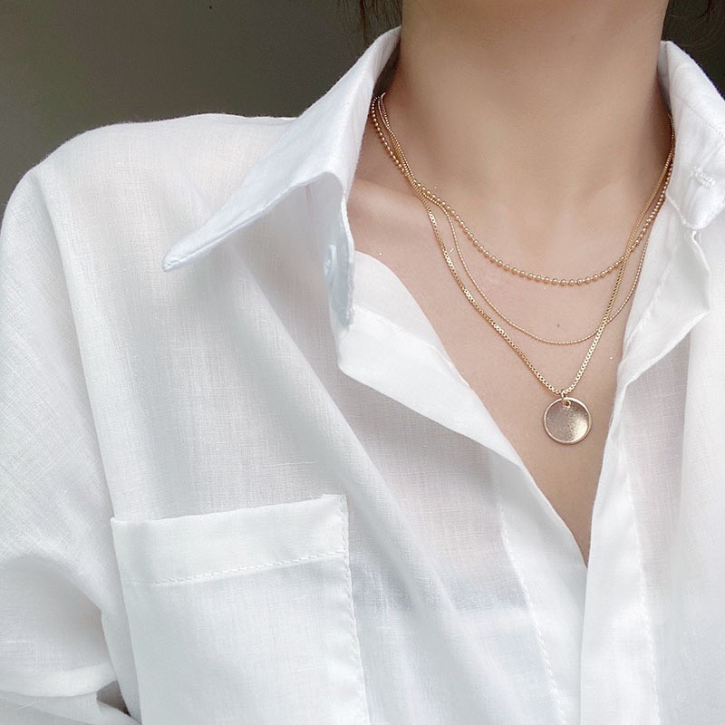 Vòng cổ ba lớp bằng kim loại thời trang dành cho nữ