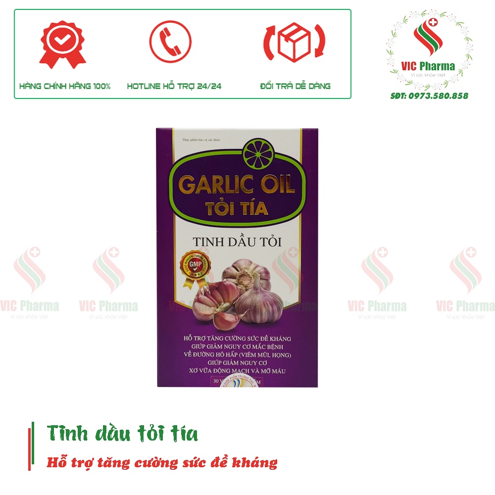 Viên uống Tinh dầu Tỏi tía Garlic Oil hỗ trợ tăng cường sức đề kháng, Hộp 30 viên