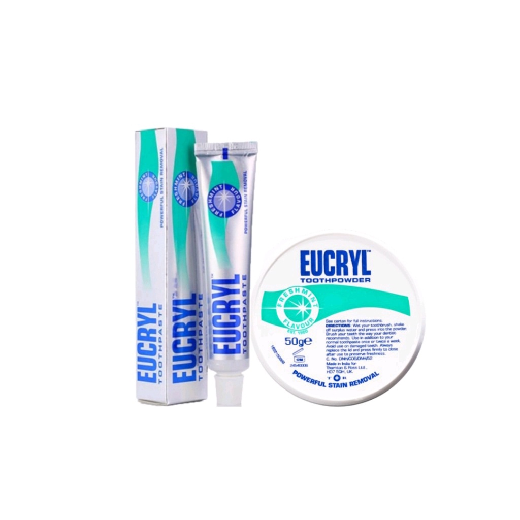 Kem đánh răng Eucryl 62g/ Bột tẩy trắng răng Eucryl 50g
