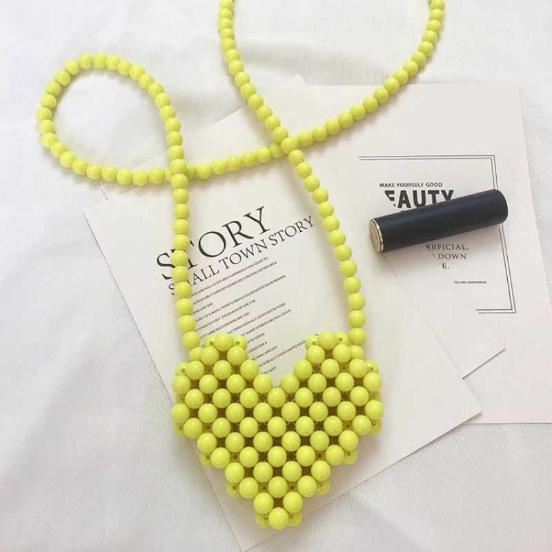 Túi đeo chéo IELGY thiết kế hình trái tim dệt kim DIY mini đựng son môi tiện lợi