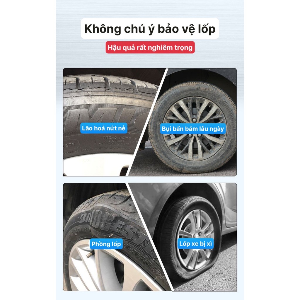 Mua 2 Tặng 1 Khăn - Dung Dịch Làm Đen, Bảo Dưỡng, Sáng Bóng Lốp Ô Tô, Chống Thấm Nước, Chống Lão Hoá Lốp