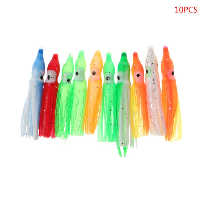 Set 10 Mồi Giả Nhử Cá Bằng Nhựa Mềm Hình Bạch Tuộc Độc Đáo
