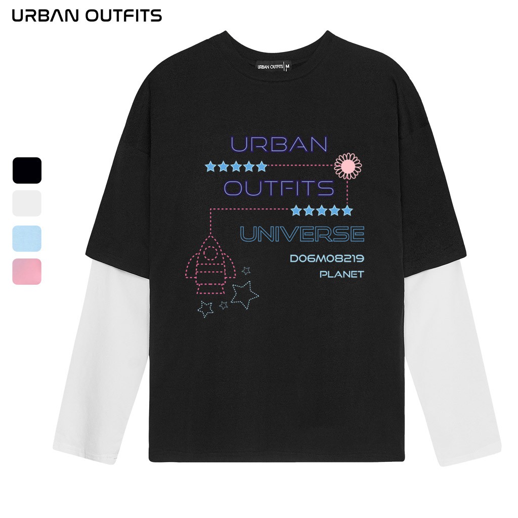 Áo Thun Tay Dài Phối Nam Nữ Form Rộng URBAN OUTFITS In Universe DO6M08219 Planet TDO57 100 cotton 4 Chiều