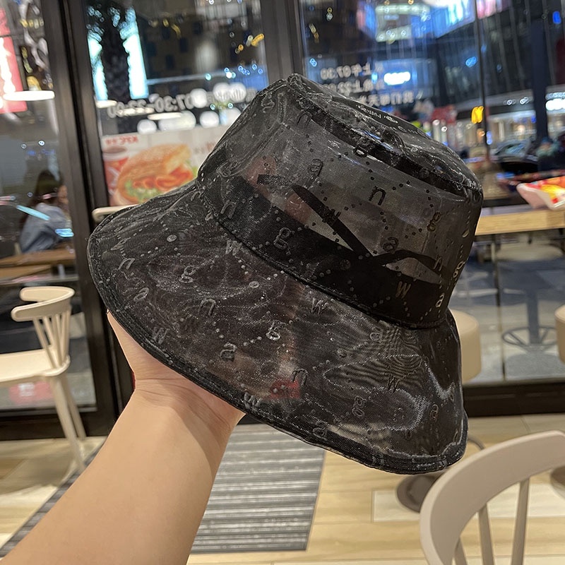 Nón Tai Bèo Phối Lưới Mỏng Thoáng Khí In Chữ Màu Vàng Kim Phong Cách Nhật Bản Thời Trang Mùa Hè Cho Nữ