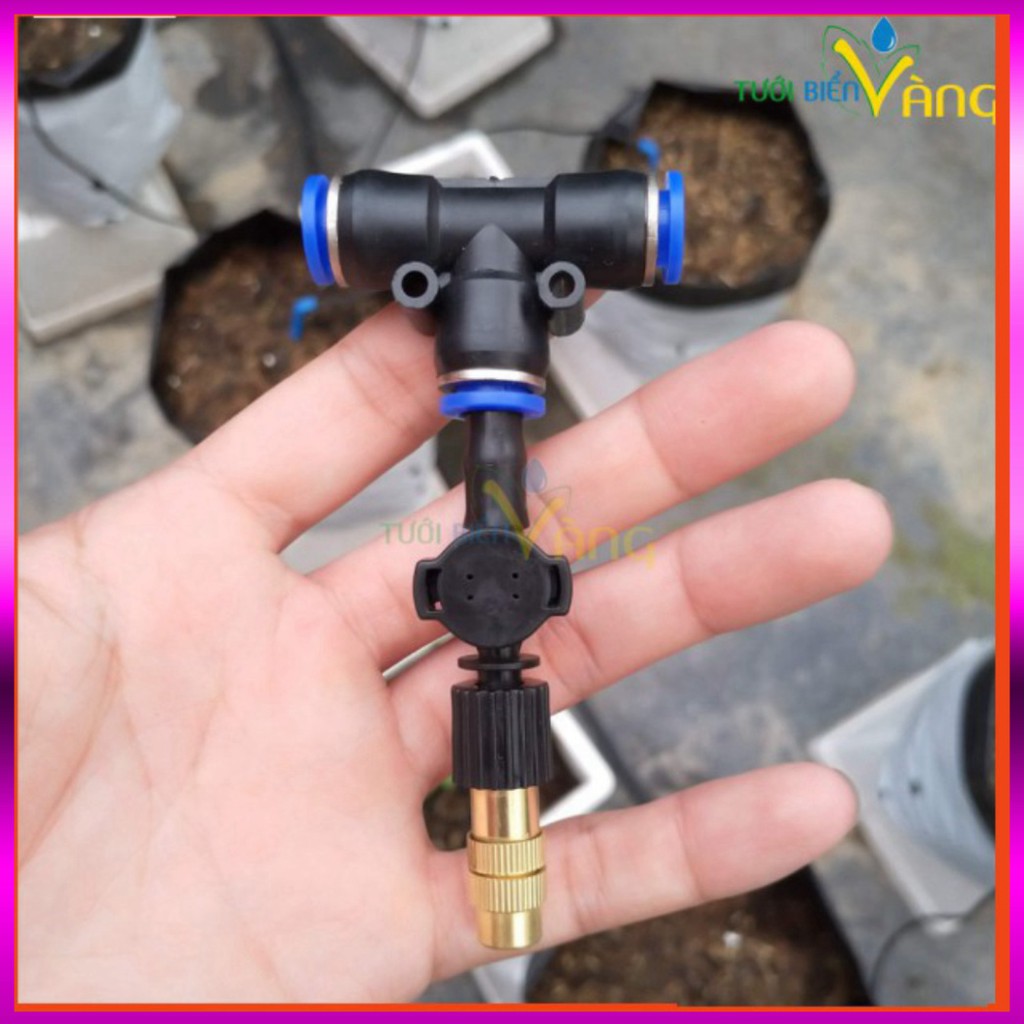 [GIÁ TỐT] 10m dây + 5 Béc phun sương 1 tia đồng,kèm chống nhỏ giọt và nối nhanh chữ Tê 8mm dùng tưới cây, tưới lan