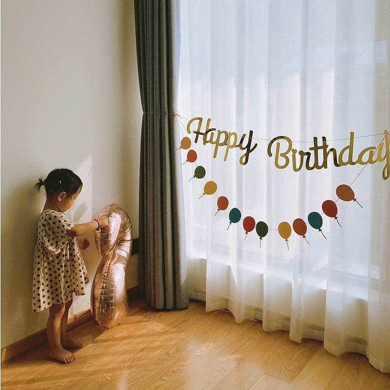Dây Cờ Happy Birthday Mạ Đồng Trang Trí Tiệc Sinh Nhật