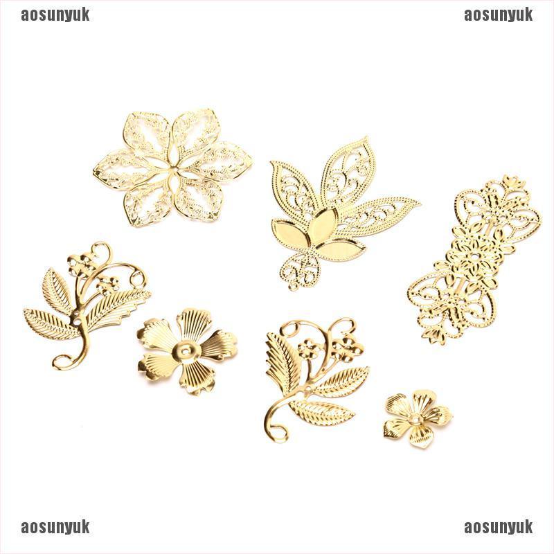 Set 50 lá kim loại hình lá phong cách vintage dùng làm đồ thủ công diy