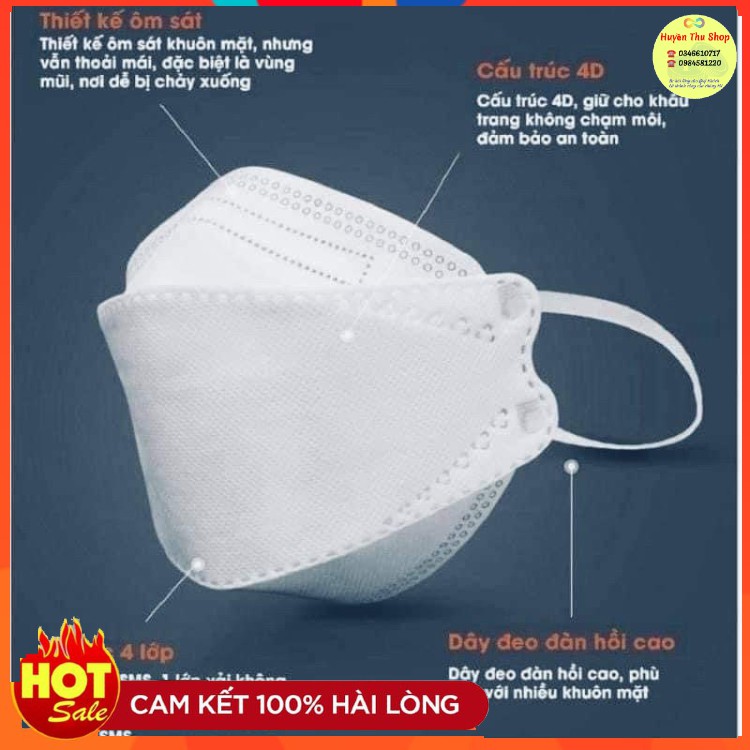 Set 10 chiếc khẩu trang 4D mask thông minh ngăn khói bụi vi khuẩn, có thanh nẹp cố định ôm khít khuôn mặt