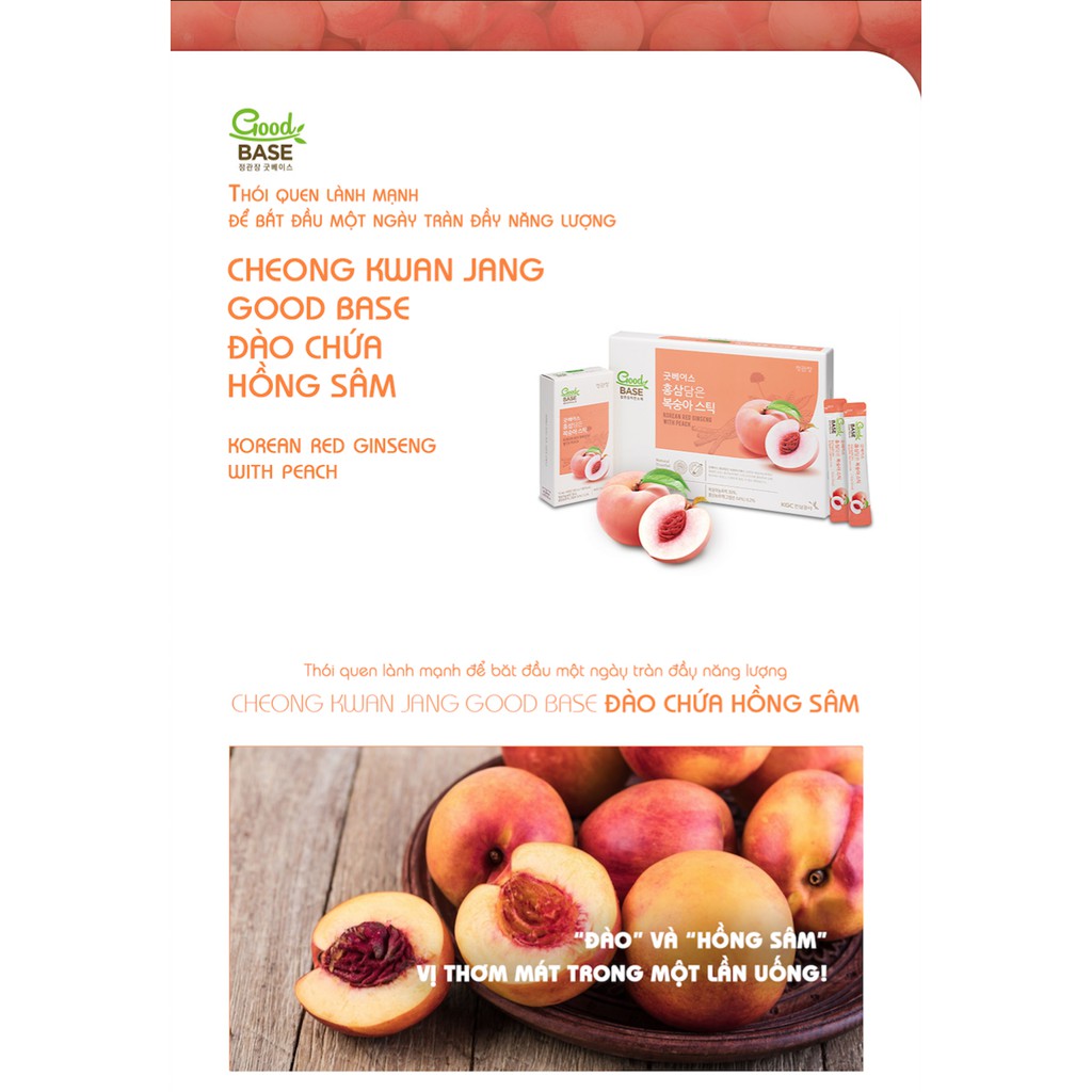 [Mã GROSALE2703 giảm 8% đơn 250K] Good Base Hồng sâm chứa đào Cheong Kwan Jang | BigBuy360 - bigbuy360.vn