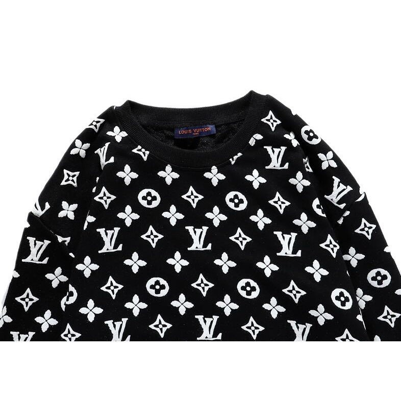 Áo Sweater cotton Cổ Tròn In Họa Tiết LV Thời Trang Cho Nam Nữ