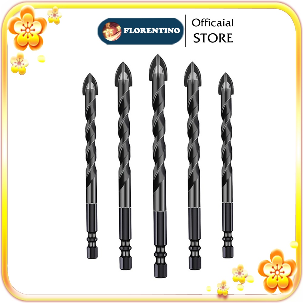Bộ 5 mũi khoan đa năng chân lục giác 4 cạnh thép đen Nhật Kapusi JAPAN, khoan sắt, Kính, gạch men - TopFlorentino