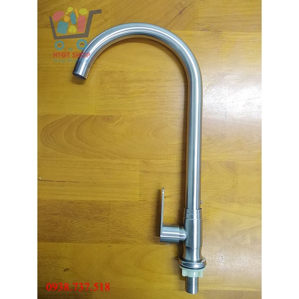 Vòi rửa chén lạnh inox 304 cổ bi xoay kêu tách tách