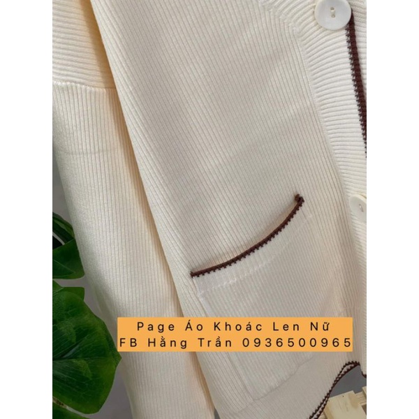 Áo khoác len cardigan cổ tim viền from rộng chất mịn CC.