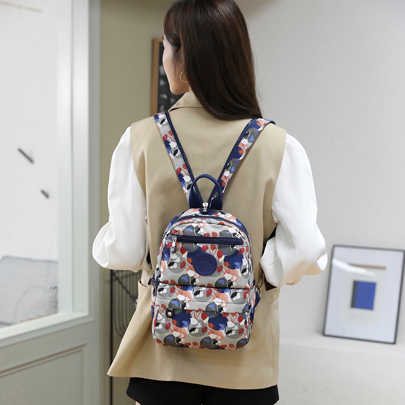 Ba Lô Nylon Họa Tiết Hoa Phong Cách Mới Cho Nữ