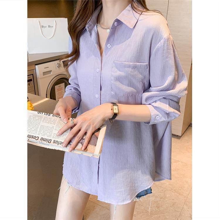 Áo Sơ Mi Vải Lụa Lạnh Mỏng Tay Dài Chống Nắng Thời Trang Mùa Hè Hàng Mới 2022